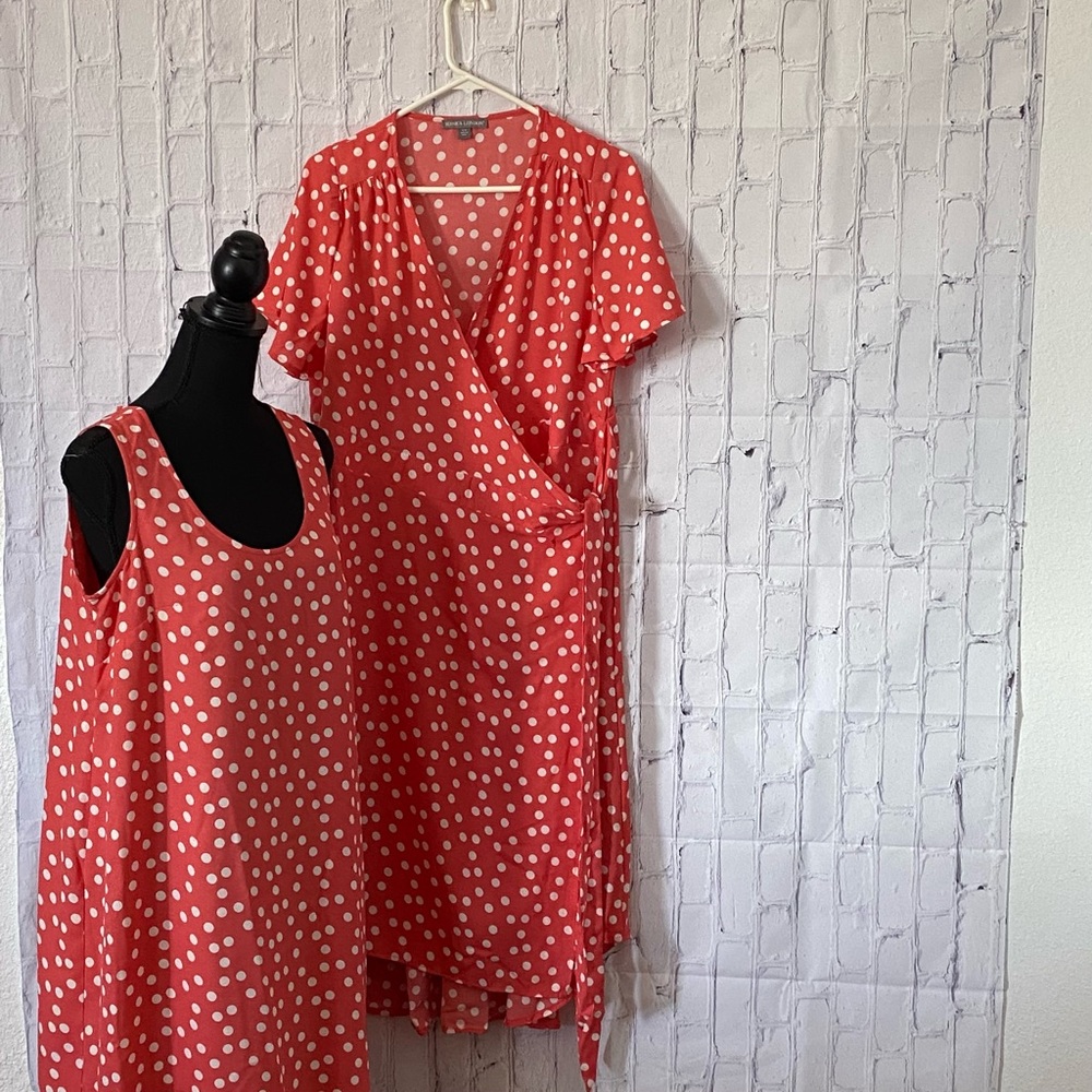JESSICA LONDON POLKA DOT DRESS 2 PC A-LINE WRAP DRESS SIZE 12W
